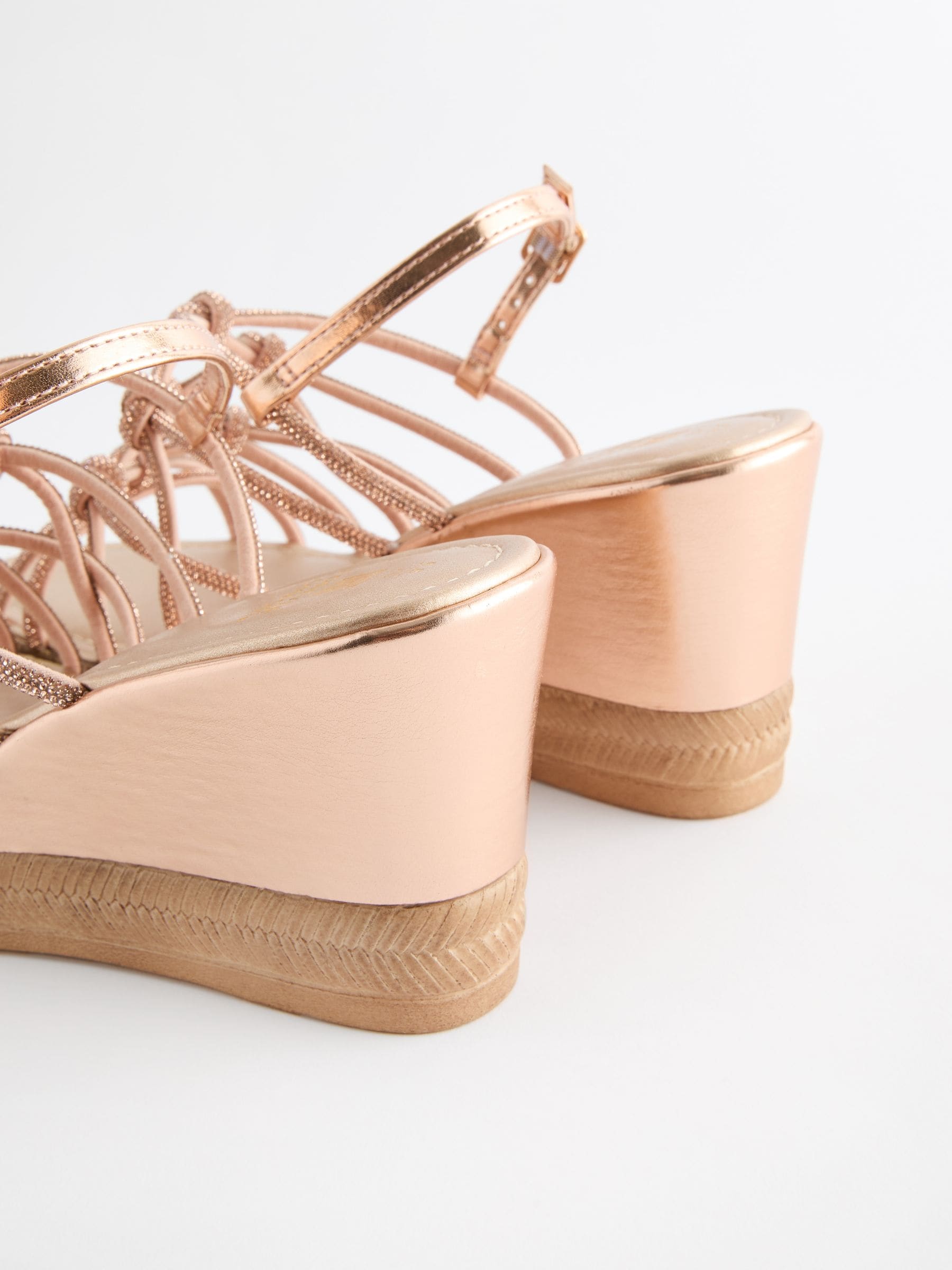 new look rose gold wedges