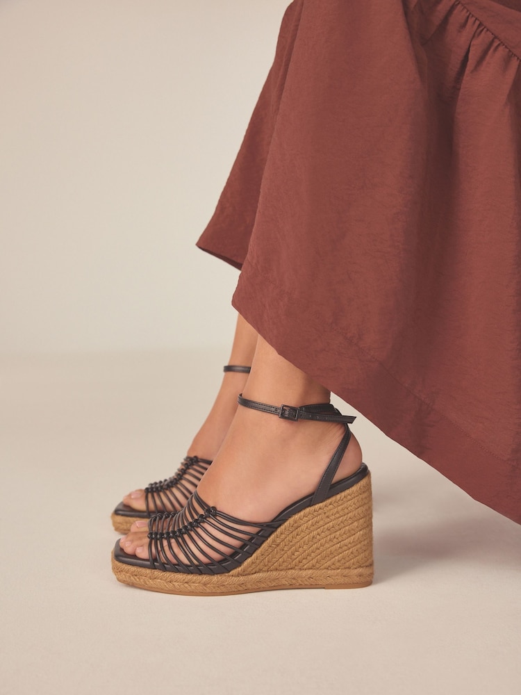 Black Forever Comfort® Square Toe Espadrille Wedges - Image 1 of 3