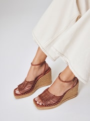 Tan Brown Forever Comfort® Square Toe Espadrille Wedges - Image 1 of 9