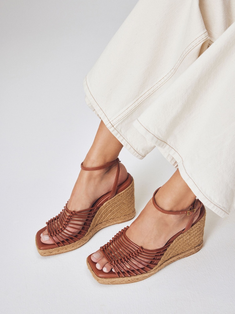 Tan Brown Forever Comfort® Square Toe Espadrille Wedges - Image 1 of 9
