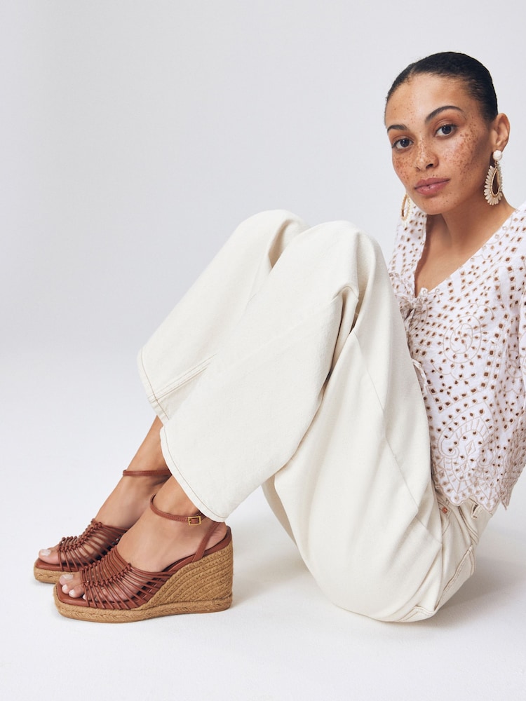 Tan Brown Forever Comfort® Square Toe Espadrille Wedges - Image 2 of 9