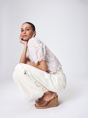 Tan Brown Forever Comfort® Square Toe Espadrille Wedges - Image 3 of 9