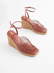 Tan Brown Forever Comfort® Square Toe Espadrille Wedges - Image 4 of 9