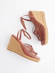 Tan Brown Forever Comfort® Square Toe Espadrille Wedges - Image 6 of 9