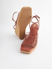 Tan Brown Forever Comfort® Square Toe Espadrille Wedges - Image 7 of 9