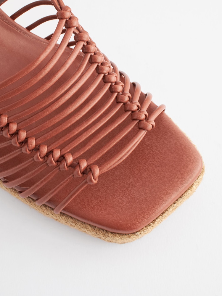 Tan Brown Forever Comfort® Square Toe Espadrille Wedges - Image 9 of 9