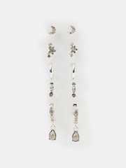 Accessorize Grey Gem Stud & Hoop Earrings 5 Pack - Image 1 of 1