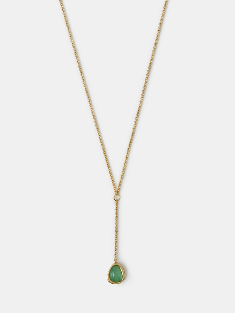 Accessorize Gold Plated 14ct Green Quartz Lariat Necklace - Image 1 of 2 Accessorize Gold Plated 14ct Green Quartz Lariat Necklace - Image 1 of 2