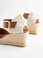 Tan Brown Forever Comfort® Leather Espadrille Buckle Wedges - Image 5 of 7
