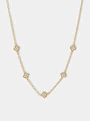 Accessorize Gold Plated 14ct Mother of Pearl Clover Station Necklace - Image 2 of 2