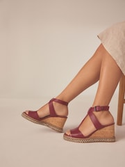 Burgundy Forever Comfort® Leather T Bar Wedges - Image 2 of 8