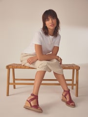 Burgundy Forever Comfort® Leather T Bar Wedges - Image 3 of 8