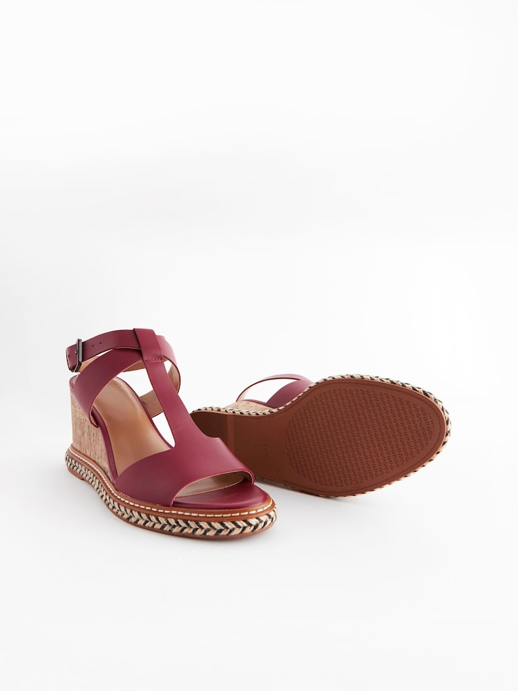 Burgundy Forever Comfort® Leather T Bar Wedges - Image 8 of 8