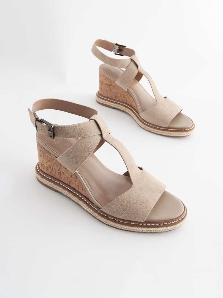 Sand Forever Comfort® Leather T Bar Wedges - Image 1 of 5
