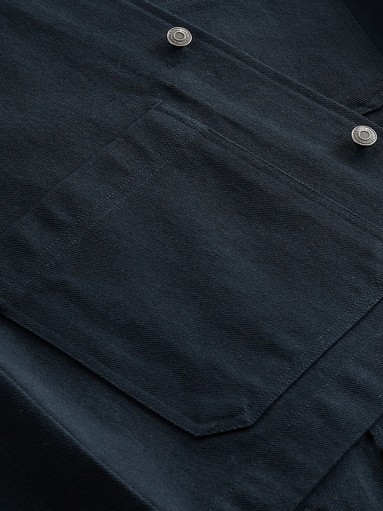Navy Blue Twill Chore Shacket Overshirt - Image 10 of 10