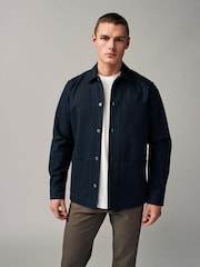 Navy Blue Twill Chore Shacket Overshirt - Image 2 of 10
