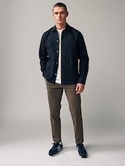 Navy Blue Twill Chore Shacket Overshirt - Image 4 of 10