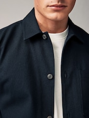 Navy Blue Twill Chore Shacket Overshirt - Image 5 of 10