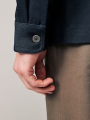 Navy Blue Twill Chore Shacket Overshirt - Image 6 of 10