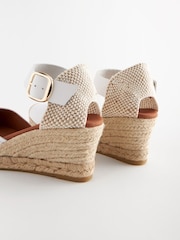 White Forever Comfort® Leather Espadrille Buckle Wedges - Image 5 of 7
