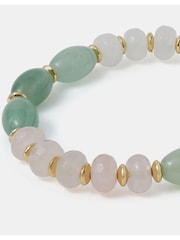 Accessorize Gold Plated 14ct Aventurine Stone Bracelet - Image 2 of 2