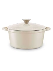 Barbary and Oak Cream 24cm Round Cast Iron Casserole Pan - Image 1 of 7