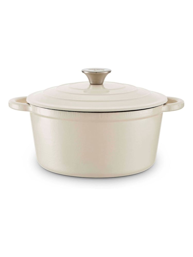 Barbary and Oak Cream 24cm Round Cast Iron Casserole Pan - Image 1 of 7 Barbary and Oak Cream 24cm Round Cast Iron Casserole Pan - Image 1 of 7