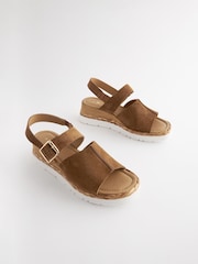 Tan Brown Standard/Wide Fit Forever Comfort® Leather Sport Wedges - Image 1 of 5