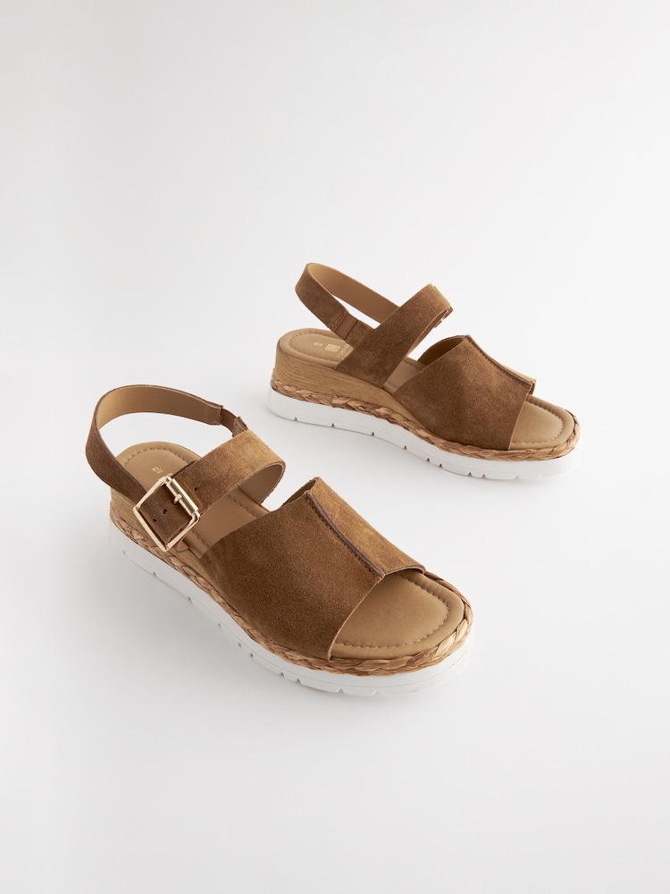 Tan Brown Standard/Wide Fit Forever Comfort® Leather Sport Wedges - Image 1 of 5