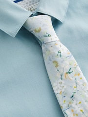 Серо-синий - Long Sleeve 100% Cotton Shirt with Tie Set (3-16yrs) - Image 3 of 3
