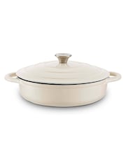 Barbary and Oak Cream 28cm Shallow Cast Iron Casserole Pan - Image 1 of 7