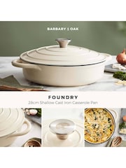 Barbary and Oak Cream 28cm Shallow Cast Iron Casserole Pan - Image 2 of 7