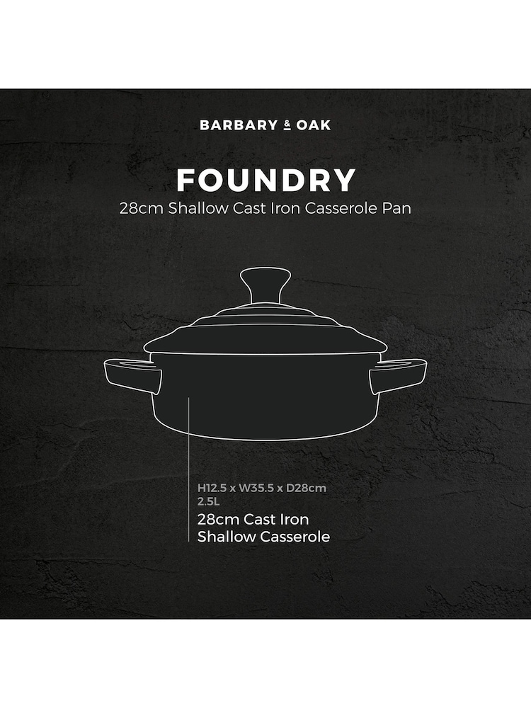 Barbary and Oak Cream 28cm Shallow Cast Iron Casserole Pan - Image 7 of 7 Barbary and Oak Cream 28cm Shallow Cast Iron Casserole Pan - Image 7 of 7