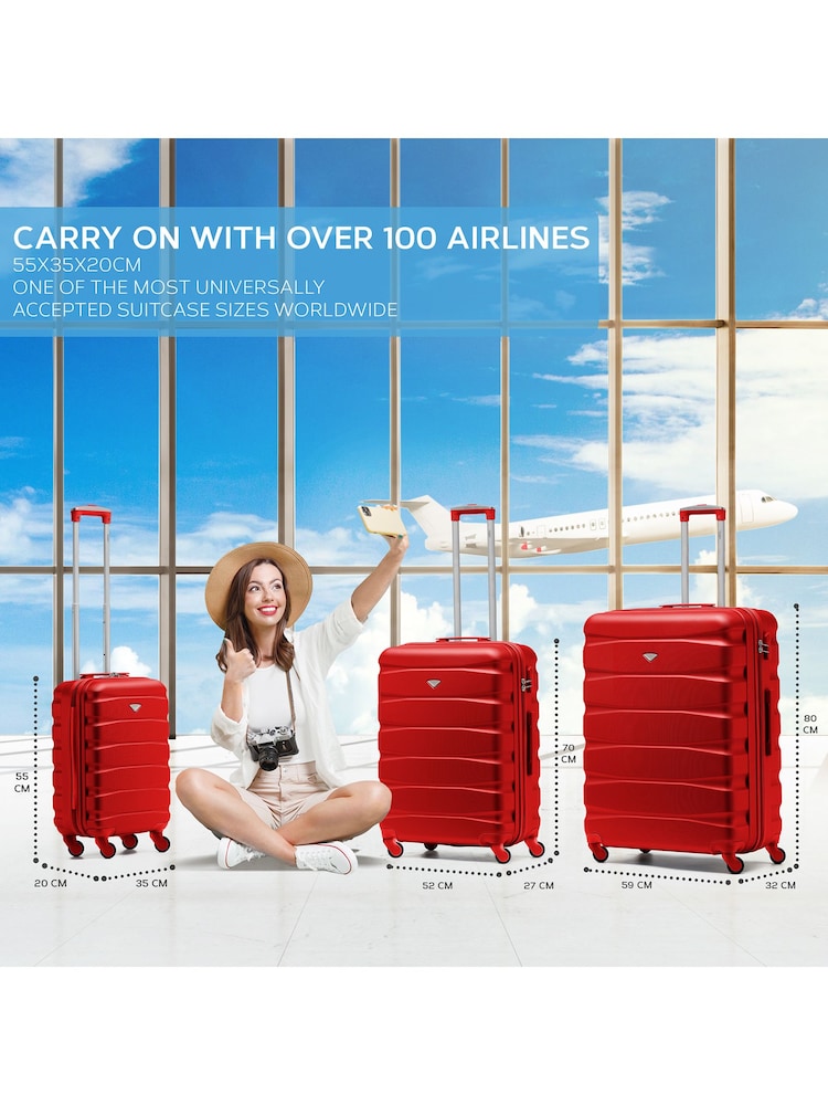 rdeča - Flight Knight Hardcase velik karirast; s karirastim vzorcem in Suitcases and Cabin Case Set of 3 - Slika 2 iz 7
