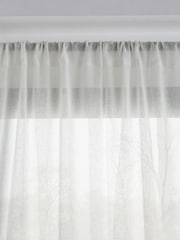 White Linen Look Slot Top Voile Unlined Sheer Panel Curtain - Image 2 of 3