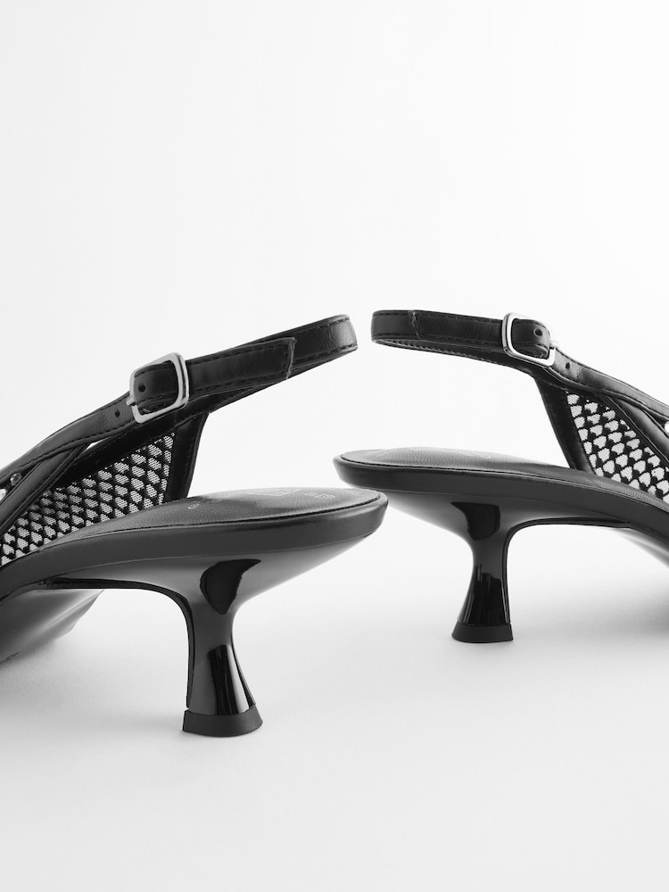 Black Forever Comfort® Mesh Jewel Slingback Heel Shoes - Image 10 of 10