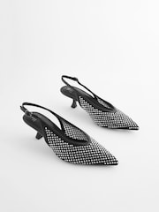 Black Forever Comfort® Mesh Jewel Slingback Heel Shoes - Image 5 of 10