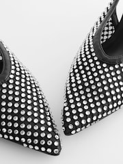 Black Forever Comfort® Mesh Jewel Slingback Heel Shoes - Image 7 of 10