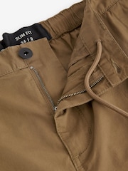 Tan Brown Slim Lightweight Stretch Cargo Utility Trousers - Image 11 of 15