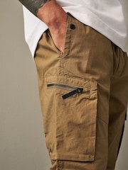 Tan Brown Slim Lightweight Stretch Cargo Utility Trousers - Image 8 of 15