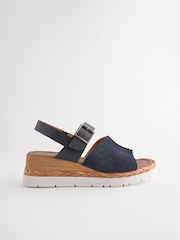 Navy Standard/Wide Fit Forever Comfort® Leather Sport Wedges - Image 1 of 4