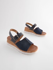 Navy Standard/Wide Fit Forever Comfort® Leather Sport Wedges - Image 2 of 4