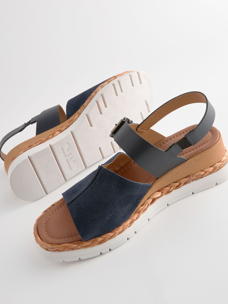 Navy Standard/Wide Fit Forever Comfort® Leather Sport Wedges - Image 4 of 4