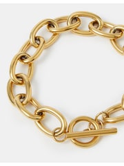 Accessorize Gold Tone Stainless Steel Chunky T-Bar Bracelet - Image 2 of 2