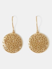 Accessorize Gold Plated 14ct Round Filigree Drop Earrings - Image 2 of 2
