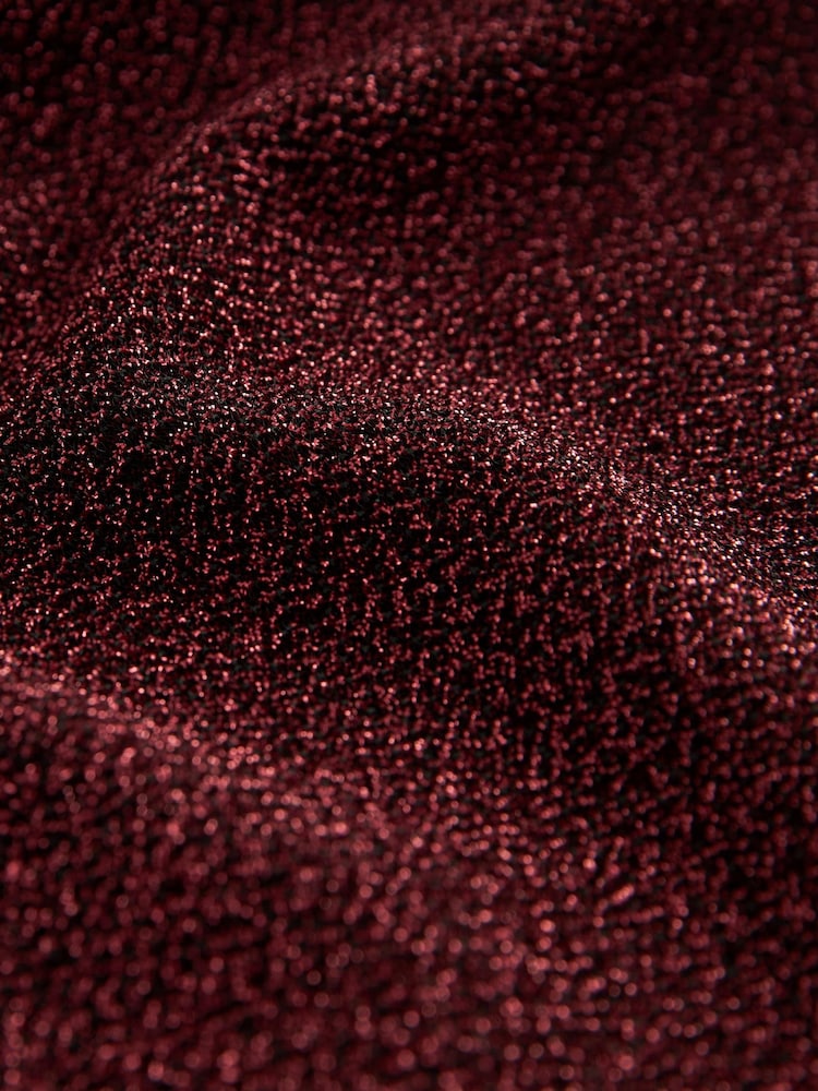 Metallic Red Short Sleeve Sparkle Wide Leg Jumpsuit - Image 5 of 5