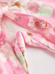 Yellow/Pink Floral 100% Cotton Popper Baby Sleepsuits 3 Pack (0-2yrs) - Image 6 of 8