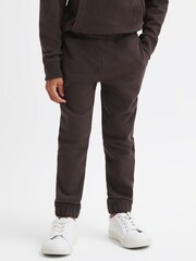 Reiss Chocolate Ali Senior Garment Dye Jersey Joggers - Image 1 of 6