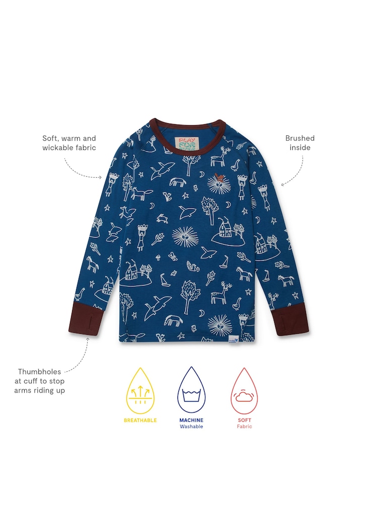 Muddy Puddles Blue Thermal Baselayer Top - Image 4 of 4 Muddy Puddles Blue Thermal Baselayer Top - Image 4 of 4