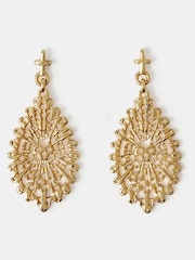 Accessorize Gold Plated 14ct Filigree Teardrop Earrings - Image 2 of 2